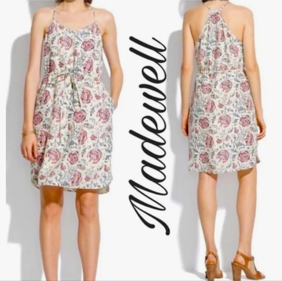 Madewell Daybreak Silk in‎ Turkish Gardens Floral Cream Mini Dress Size 0 - Picture 1 of 8